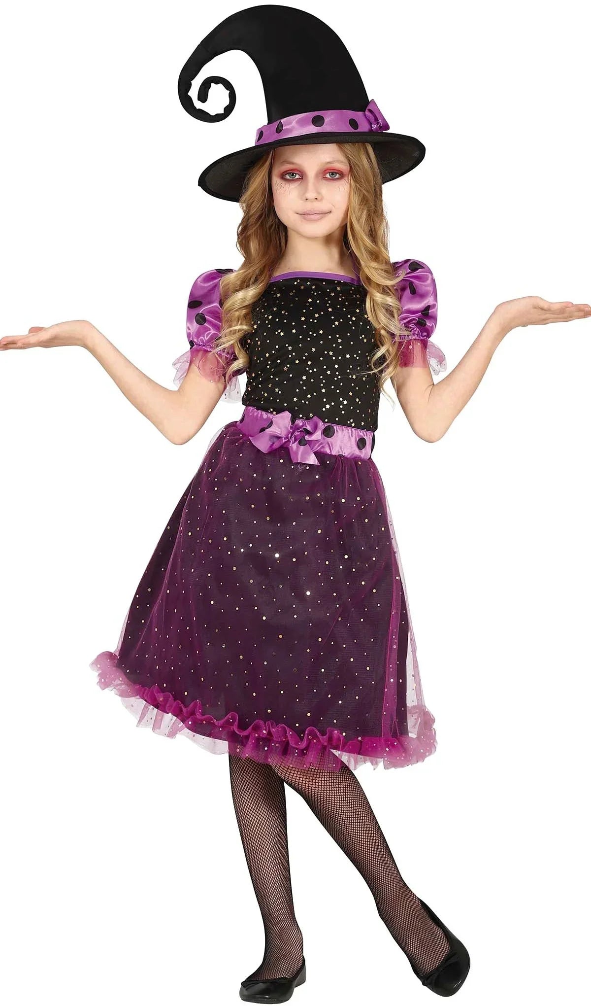 Disfraz de Bruja Morada con Brillos para Niña Brujas Guirca